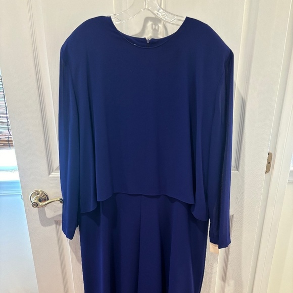 NWT VIRGINIA ROYAL BLUE CREPE CHIFFON OVERLAY LUXURY LINED MAXI DRESS SZ 24W - Picture 5 of 10